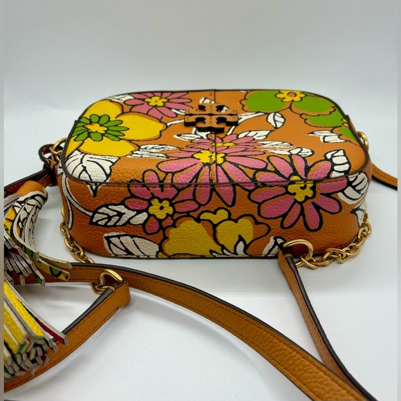 Tory Burch McGraw Sun/Multicolor Floral-Print Pattern Leather Crossbody Bag - Picture 8 of 9